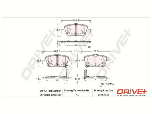 Bremsbelagsatz, Scheibenbremse - DP1010.10.0060 Dr!ve+