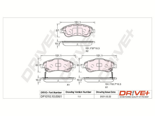 Kit pastiglie freno, Freno a disco - DP1010.10.0061 Dr!ve+