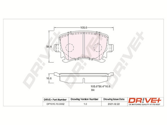 Kit pastiglie freno, Freno a disco - DP1010.10.0062 Dr!ve+