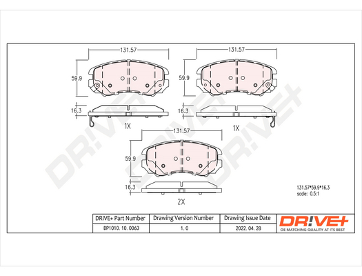 Brake Pad Set, disc brake - DP1010.10.0063 Dr!ve+