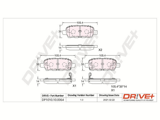 Kit pastiglie freno, Freno a disco - DP1010.10.0064 Dr!ve+