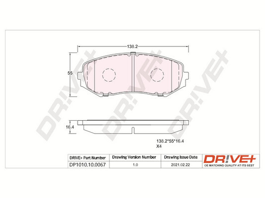 Brake Pad Set, disc brake - DP1010.10.0067 Dr!ve+