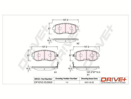 Brake Pad Set, disc brake - DP1010.10.0069 Dr!ve+