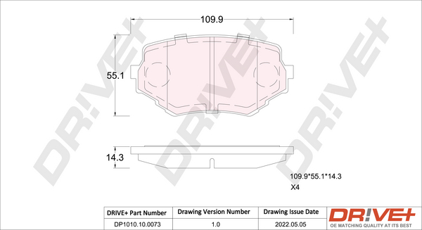 Brake Pad Set, disc brake - DP1010.10.0073 Dr!ve+