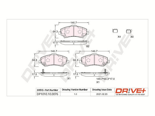 Brake Pad Set, disc brake - DP1010.10.0076 Dr!ve+
