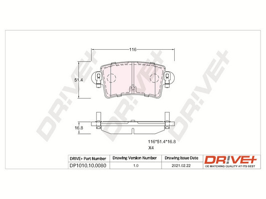 Kit pastiglie freno, Freno a disco - DP1010.10.0080 Dr!ve+