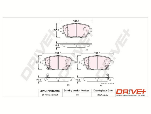 Kit pastiglie freno, Freno a disco - DP1010.10.0081 Dr!ve+