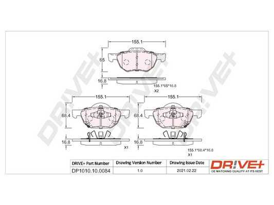 Brake Pad Set, disc brake - DP1010.10.0084 Dr!ve+