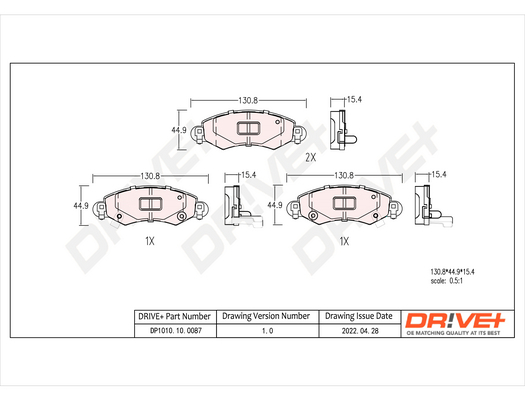 Brake Pad Set, disc brake - DP1010.10.0087 Dr!ve+