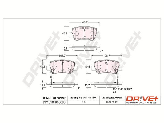 Brake Pad Set, disc brake - DP1010.10.0088 Dr!ve+