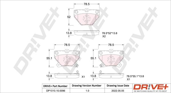 Brake Pad Set, disc brake - DP1010.10.0096 Dr!ve+