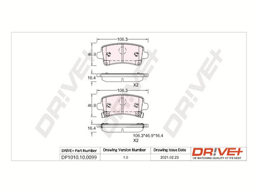 Brake Pad Set, disc brake - DP1010.10.0099 Dr!ve+