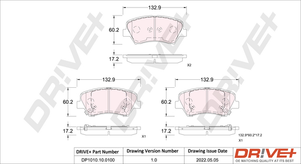 Brake Pad Set, disc brake - DP1010.10.0100 Dr!ve+