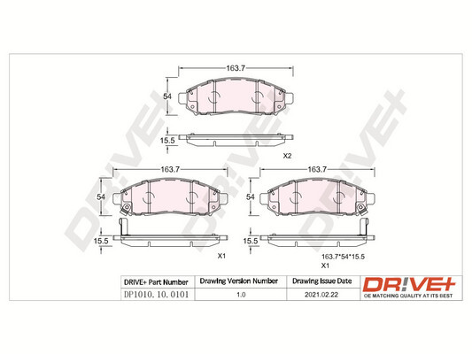 Brake Pad Set, disc brake - DP1010.10.0101 Dr!ve+