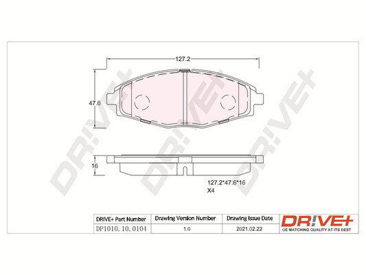 Brake Pad Set, disc brake - DP1010.10.0104 Dr!ve+