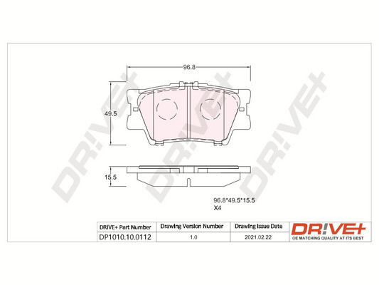 Kit pastiglie freno, Freno a disco - DP1010.10.0112 Dr!ve+