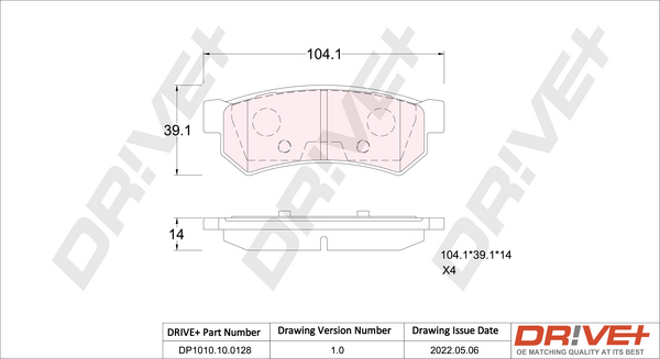 Brake Pad Set, disc brake - DP1010.10.0128 Dr!ve+