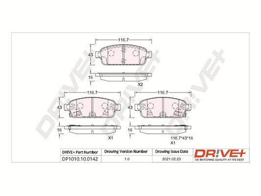 Brake Pad Set, disc brake - DP1010.10.0142 Dr!ve+