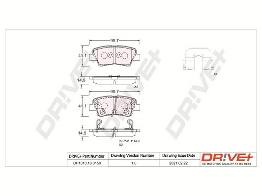 stabdžių trinkelių rinkinys, diskinis stabdys - DP1010.10.0150 Dr!ve+