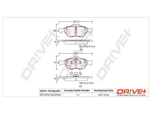 Kit pastiglie freno, Freno a disco - DP1010.10.0154 Dr!ve+