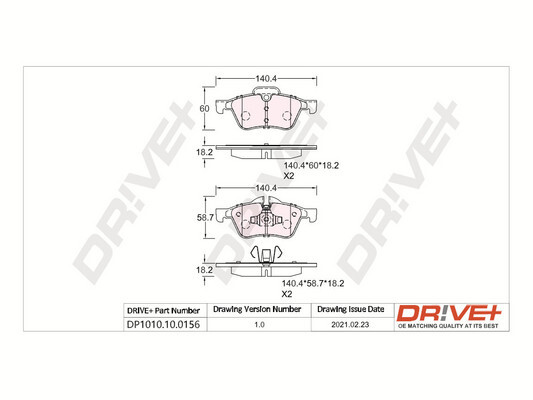 Kit pastiglie freno, Freno a disco - DP1010.10.0156 Dr!ve+