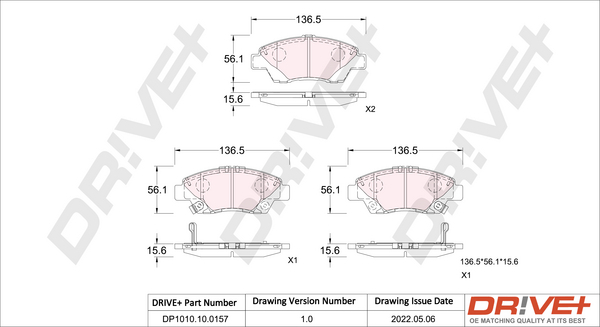 Brake Pad Set, disc brake - DP1010.10.0157 Dr!ve+