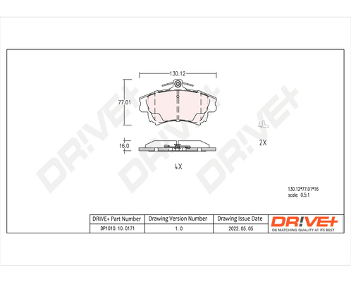 Brake Pad Set, disc brake - DP1010.10.0171 Dr!ve+