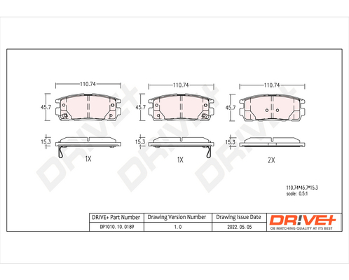 Kit pastiglie freno, Freno a disco - DP1010.10.0189 Dr!ve+