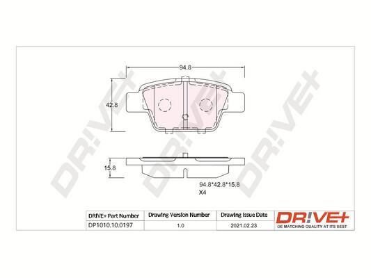 Kit pastiglie freno, Freno a disco - DP1010.10.0197 Dr!ve+