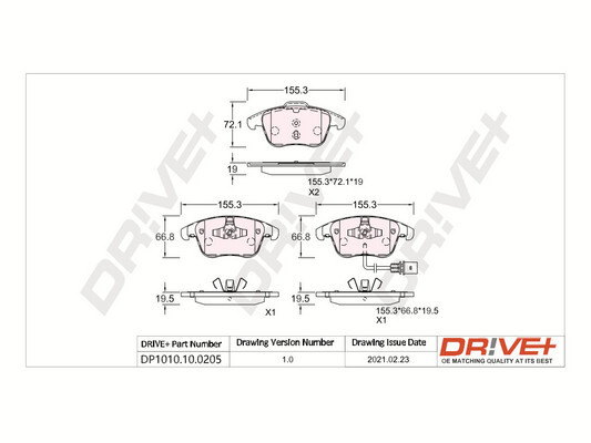 Kit pastiglie freno, Freno a disco - DP1010.10.0205 Dr!ve+