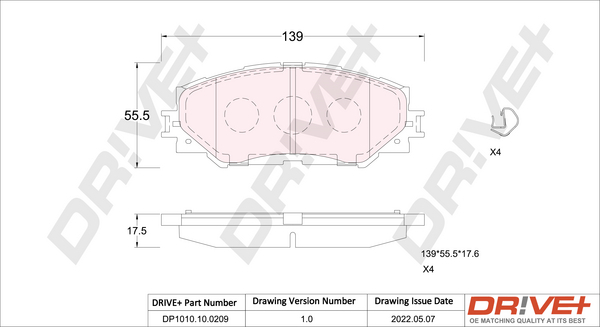 Brake Pad Set, disc brake - DP1010.10.0209 Dr!ve+