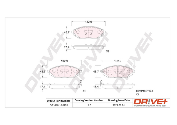 Brake Pad Set, disc brake - DP1010.10.0220 Dr!ve+