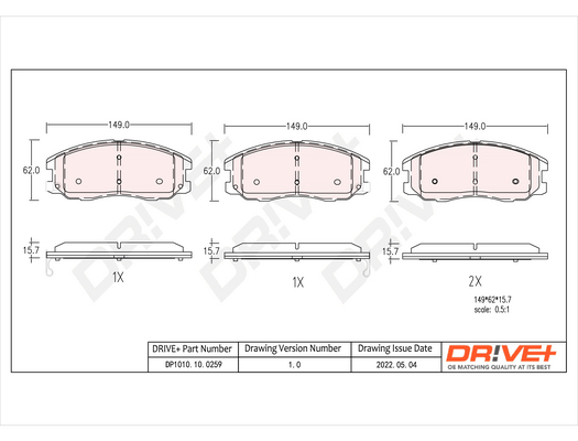 Brake Pad Set, disc brake - DP1010.10.0259 Dr!ve+