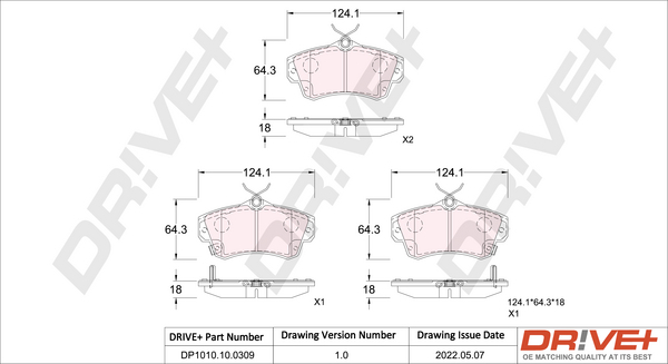 Brake Pad Set, disc brake - DP1010.10.0309 Dr!ve+