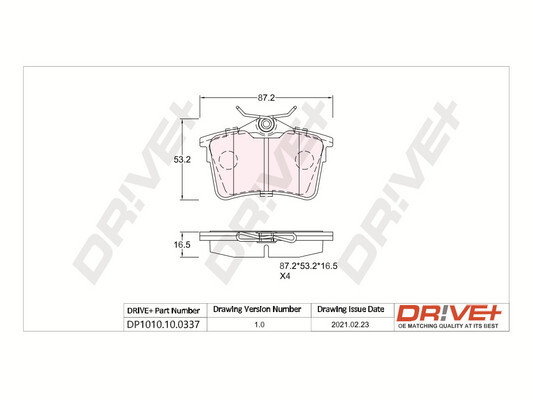 Комплект тормозных колодок, дисковый тормоз - DP1010.10.0337 Dr!ve+
