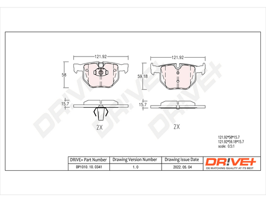 Brake Pad Set, disc brake - DP1010.10.0341 Dr!ve+