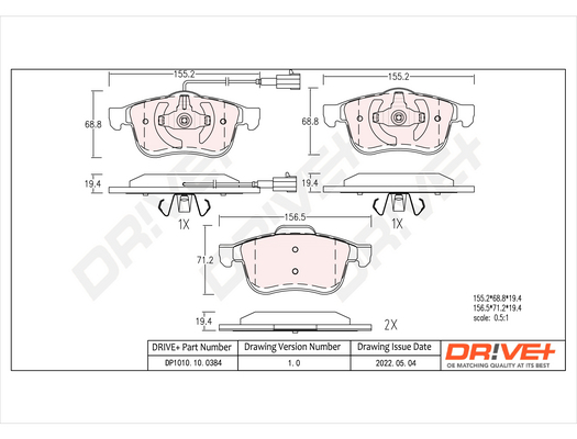 Brake Pad Set, disc brake - DP1010.10.0384 Dr!ve+