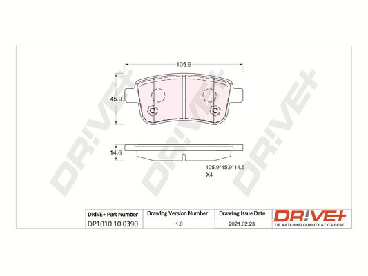 Brake Pad Set, disc brake - DP1010.10.0390 Dr!ve+