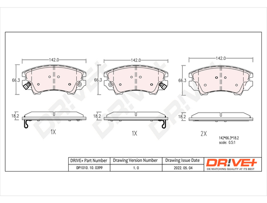 Brake Pad Set, disc brake - DP1010.10.0399 Dr!ve+