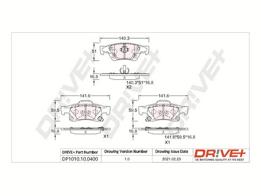 Kit pastiglie freno, Freno a disco - DP1010.10.0400 Dr!ve+