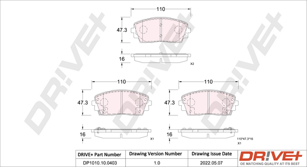 Brake Pad Set, disc brake - DP1010.10.0403 Dr!ve+