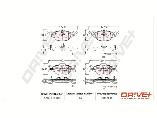 Kit pastiglie freno, Freno a disco - DP1010.10.0409 Dr!ve+