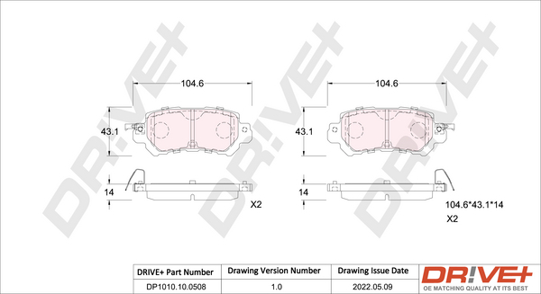 Brake Pad Set, disc brake - DP1010.10.0508 Dr!ve+
