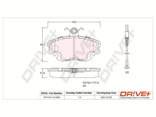 Brake Pad Set, disc brake - DP1010.10.0539 Dr!ve+