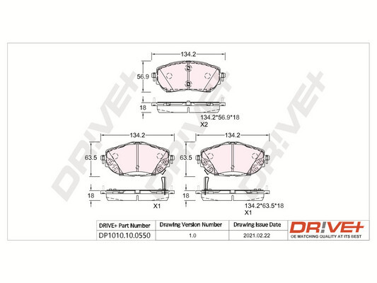 Kit pastiglie freno, Freno a disco - DP1010.10.0550 Dr!ve+