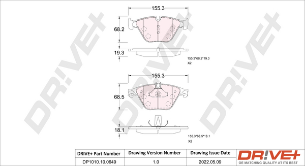 Brake Pad Set, disc brake - DP1010.10.0649 Dr!ve+