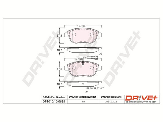 Brake Pad Set, disc brake - DP1010.10.0659 Dr!ve+