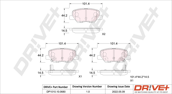 Brake Pad Set, disc brake - DP1010.10.0680 Dr!ve+