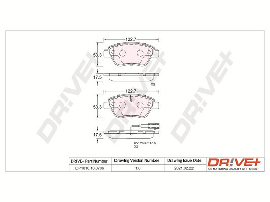 Brake Pad Set, disc brake - DP1010.10.0706 Dr!ve+