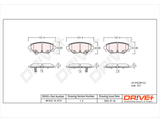 Brake Pad Set, disc brake - DP1010.10.0713 Dr!ve+